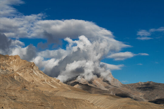 landscape with blue sky and clouds