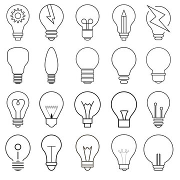 Bulb icon vector set. Light illustration sign collection. Electricity symbol or logo.
