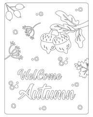 Autumn Coloring Pages for Kids, Autumn Coloring pages, kids Coloring pages, Animals, flower, Nature, black and white Coloring pages.