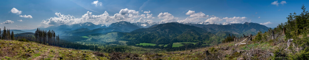 Fototapeta na wymiar Panorama Magura Witowska ze szczytu - widok na Tatry Zachodnie