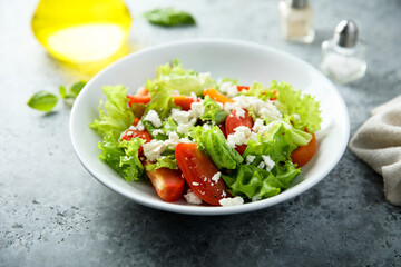 Healthy vegetable salad with Feta cheese