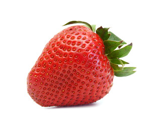 Fresh red ripe strawberry isolated on white, macro image 