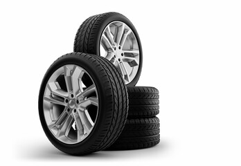 Car tires isolated on white background.