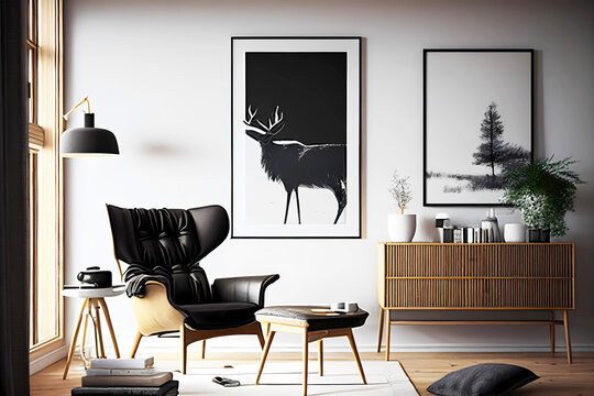 Modern living room in scandinavian design. Generative ai.