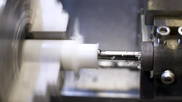 Lathe in the process of processing different materials