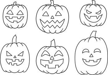 Halloween pumpkin vector set - obrazy, fototapety, plakaty