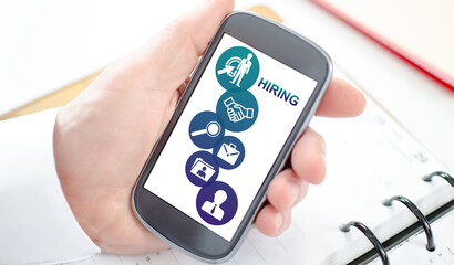 Hiring concept on a smartphone