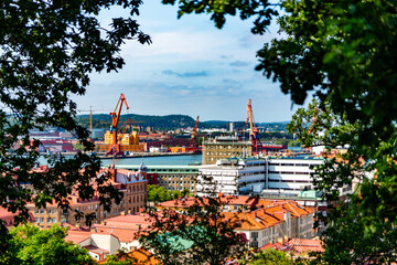 View of the harbor of Gothenburg, Sweden on a sunny summer day.