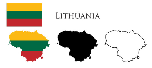 Lithuania Flag and map illustration vector