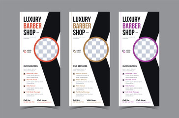 Barbershop roll-up banner template or dl flyer template beauty salon rack card design