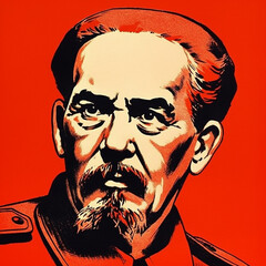 Portrait of military communist revolutionary. Socialist revolution..