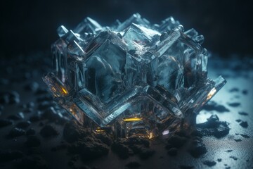 A frozen hexagonal structure. Generative AI