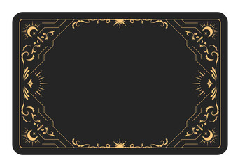 The reverse side of a tarot cards batch, frame with fancy pattern, esoteric and mystic border, sorcery, vector
