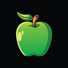green apple on black