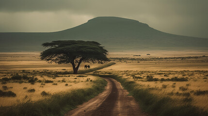 Fototapeta premium Africa Landscape, Generative AI, Illustration