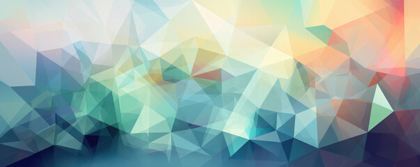 Fototapeta premium Triangle based soft color abstract background. Composition of triangles with an artistic feel. Square format. hand edited generative AI. 