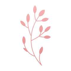 Pink tree branch wooden stem romantic leaves floristic composition decor element 3d icon vector