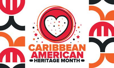 Caribbean American Heritage Month in June. Culture Month to the people of America. Celebrate annual with festival. Happy holiday. Poster, card, banner and background. Vector illustration
