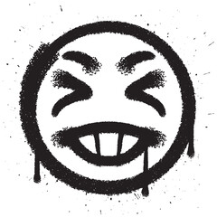 Graffiti spray paint wink and smile emoticon isolated vector
