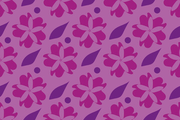 Traditional beautiful ornament with purple flowers and violet leaves. Fashionable, seamless vector pattern cute and nice for design and decoration.