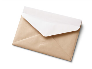 Blank open mail envelope isolated on white background