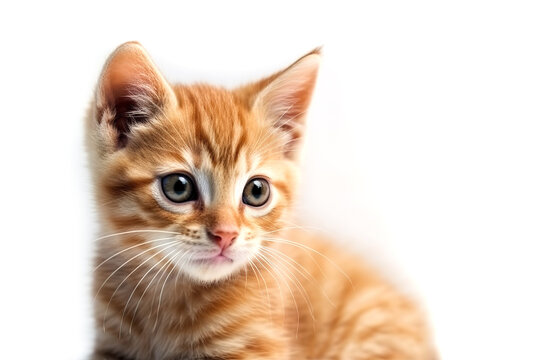 Image of a cute little cat on white background. Pet. Animals. Illustration. Generative AI.