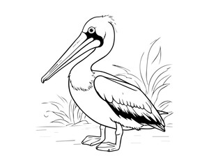 Duck Coloring Book Cartoon Ilustration