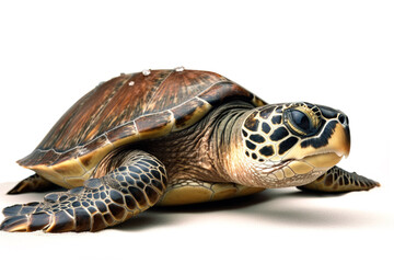 image of hawksbill turtle on white background. underwater animals. Reptile. illustration, generative AI.