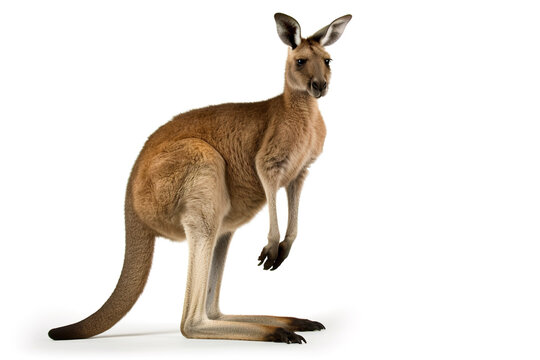 Image Of A Kangaroo On White Background. Wildlife Animals. Illustration. Generative AI.