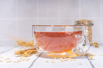  Organic barley tea cup , alternative trendy orzo tea in glass mug