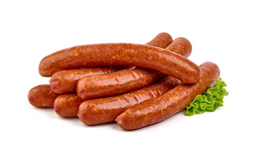 Spanish Merguez Sausages, isolated on white Background.