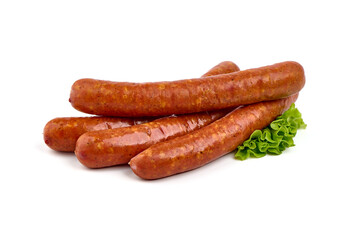 Spanish Merguez Sausages, isolated on white Background.