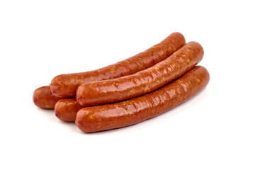 smoked sausages isolated on white background.
