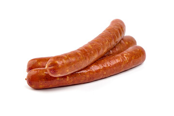 Spanish Merguez Sausages, isolated on white Background.