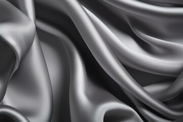 Naklejka na ściany i meble Gray satin waves with whimsical silk texture for backdrop. Generative AI
