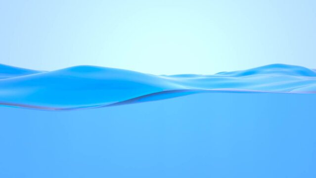 Beautiful Water Surface Waving Close-up . Pure Blue Water Flowing in Slow Motion Looped 3d Animation.