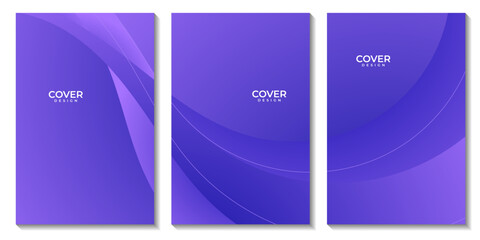set of flyers with abstract purple wave colorful background