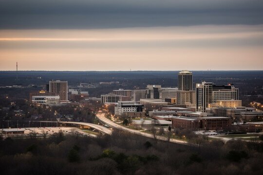 Skyline of Huntsville, Alabama, USA. Generative AI