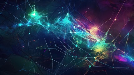 Naklejka na ściany i meble Network Fusion: Vibrant Geometric Connections 3. Generative AI