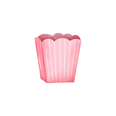 Classic bucket for popcorn, pink color isolated on the white background