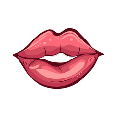 psychedelic trippy lips isolated, cute cartoon lips teeth, vector illustration