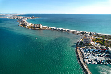 Spit of the spanish town of La Manga del Mar Menor. Murcia. Spain