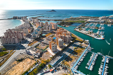 Fototapeta premium Marina in the spanish town of La Manga del Mar Menor. Murcia. Spain