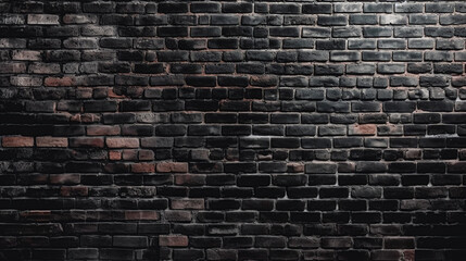 Fototapeta na wymiar Black brick wall panoramic background, Ai Generated Image