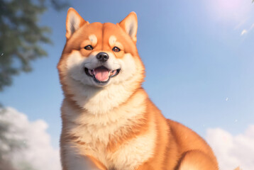 Shiba Inu, Happy Dog Enjoying a Sunny Day in the Park