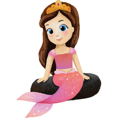 Beautiful Mermaid Clip art Element Transparent Background