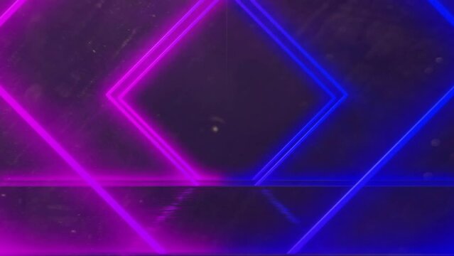 Animation of neon shapes on blue background