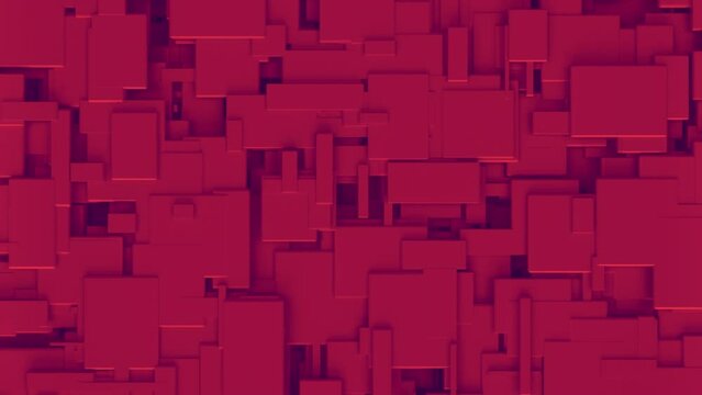 Animation of red shapes moving on blue background