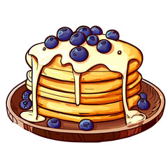 Cute illustration of pancake with blueberry topping