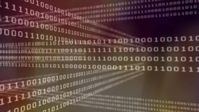 Animation of looping binary codes against abstract background